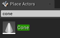 Unreal Editor Place Actors tab