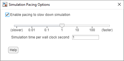 Simulation Pacing Options dialog