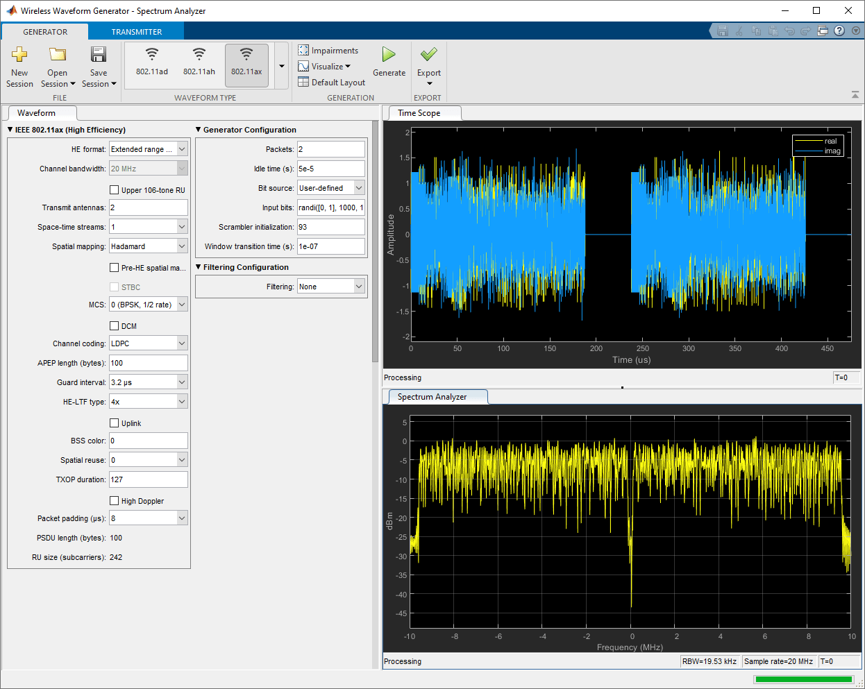 WLAN Waveform Generator app