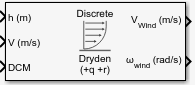 Dryden Wind Turbulence Model (Discrete) block