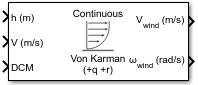 Von Karman Wind Turbulence Model (Continuous) block