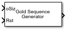 Gold Sequence Generator block showing optional input ports for output size and reset