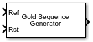Gold Sequence Generator block showing optional input ports for reference signal and reset