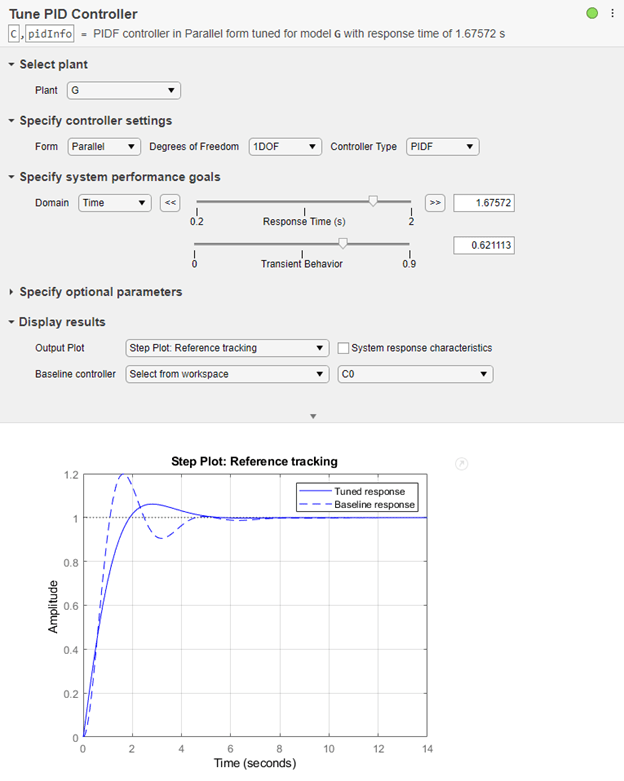 Tune PID Controller task in Live Editor