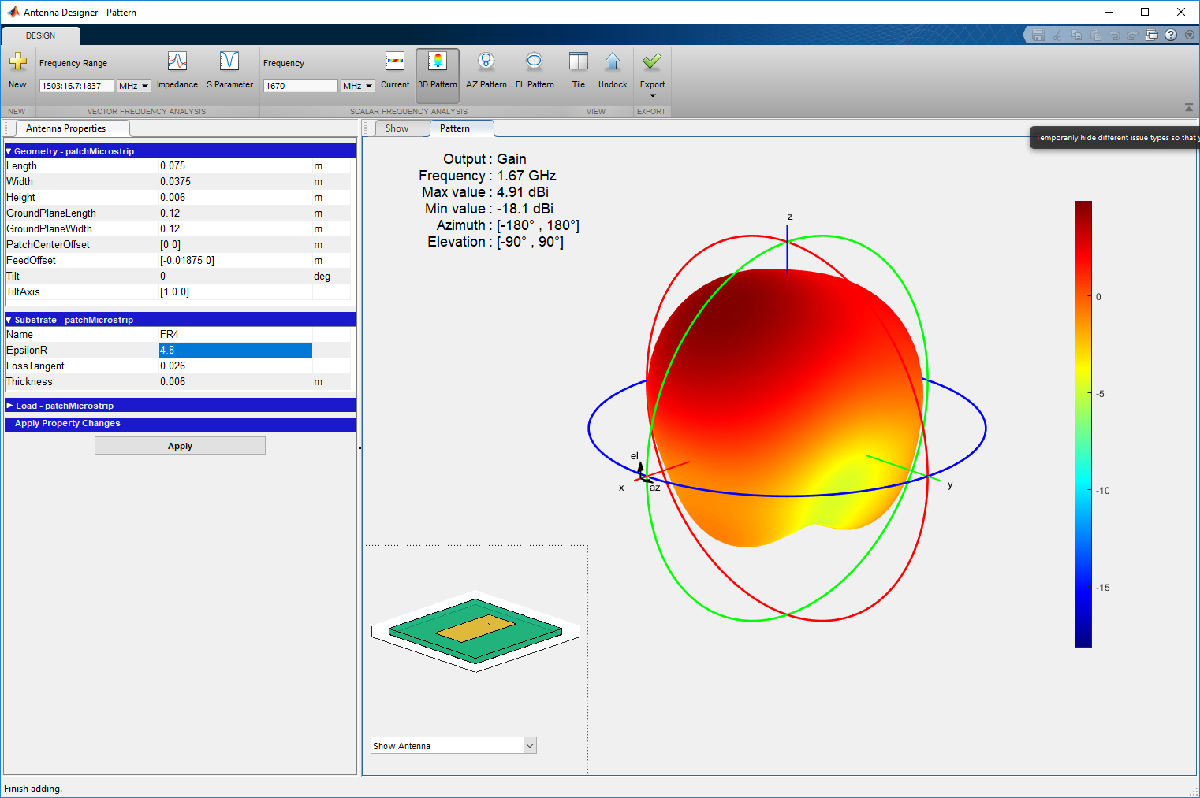 Диаграмма направленности антенны matlab