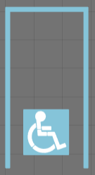 Accessible parking space with blue lane markings and an accessible parking symbol