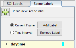 Scene Labels tab configure to apply the daytime label to the current frame