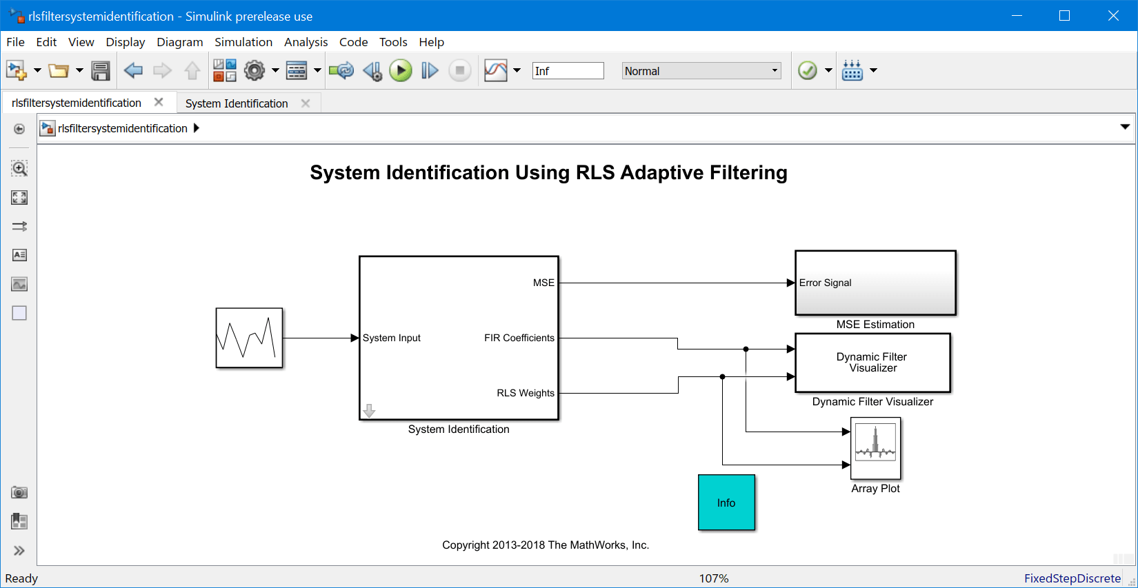 System Identification Используя адаптивную фильтрацию RLS