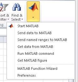 MATLAB group that contains Spreadsheet Link functionality and preferences