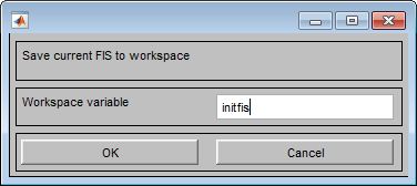 Dialog box with a field for entering the MATLAB workspace variable name