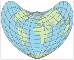 World map using Bonne projection