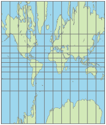 World map using central projection