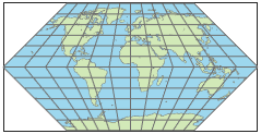 World map using Eckert 1 projection