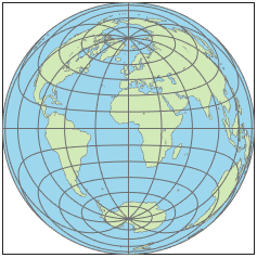 World map using Lambert azimuthal equal-area projection