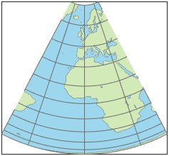 World map using Albers equal-area conic projection