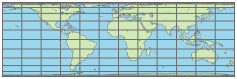 World map using equal-area cylindrical projection