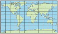 World map using equidistant cylindrical projection