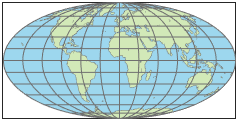 World map using Mollweide projection