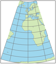 World map using Murdoch 3 minimum error conic projection