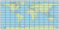 World map using Plate Carrée projection