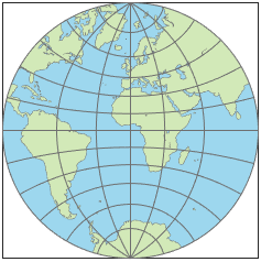 World map using stereographic projection