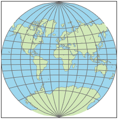 World map using Van Der Grinten 1 projection