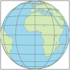 World map using vertical perspective azimuthal projection