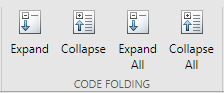 Code folding options to expand, collapse, expand all, or collapse all.