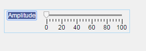 A slider component. The slider label text is selected, and read Amplitude.
