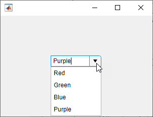 A UI figure window with a label and drop-down. The drop-down value is "Purple", and the items contain "Purple" as an option.