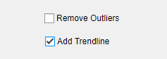 A cleared check box labeled "Remove Outliers" and a selected check box beneath it labeled "Add Trendline"