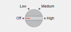 Discrete knob with items, "Off", "Low", "Medium", and "High". The knob value is set to "Off."