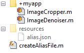 Work folder structure with two classes, script, and alias file