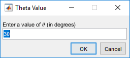 Dialog box with one edit field that accepts a value of theta in degrees.