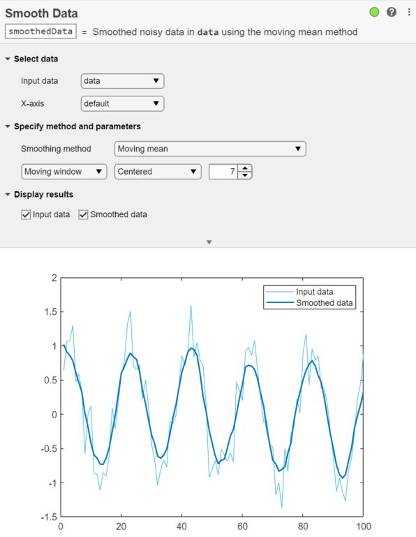 Smooth Data task in Live Editor