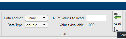 TCP/IP Explorer app Read section showing Num Values to Read blank.