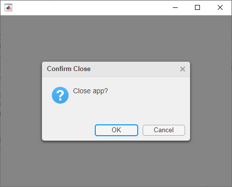Figure window with a confirmation dialog box that says "Close app?"