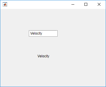An app with an edit field and a label. Both the edit field and the label display the text "Velocity".