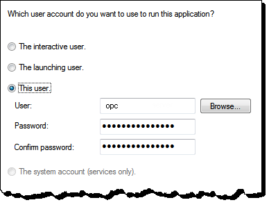 Identity tab with user and password