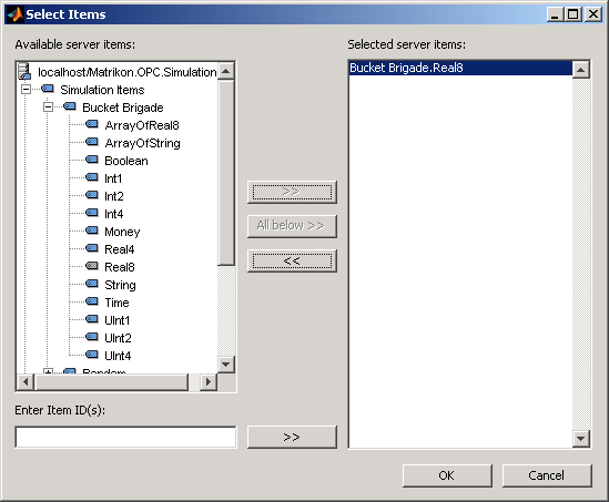 Select items dialog