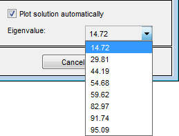 Drop-down menu of eigenvalues