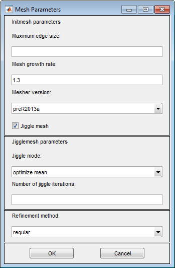 Dialog box for specifying the mesh parameters