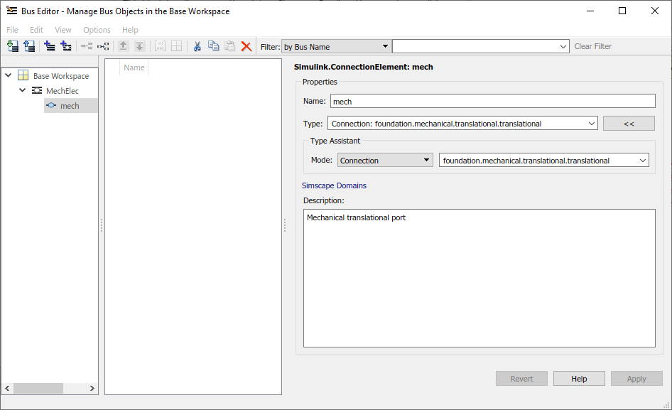 Bus Editor with Connection Element properties defined