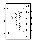 Three-Phase Transformer Inductance Matrix Type (Three Windings) block