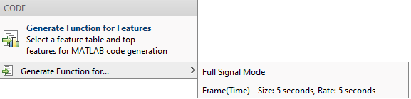 Function generation option with selections for full signal mode and for a frame-based mode