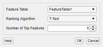 Options on Diagnostic Feature Designer for specifying features to include in code generation