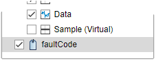The bottom of the variable list displays faultCode with the "label" icon.