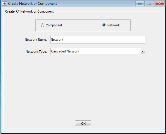 Create Network or Component dialog box