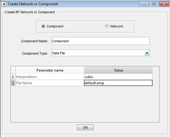 Create network or component window with default.amp as a file name