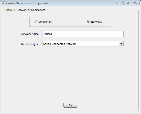 Network type menu in create Network or Component dialog box